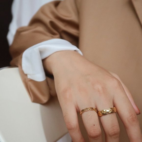 NEW 18K Gold Plated Link Chain Ring a - Picture 9 of 9